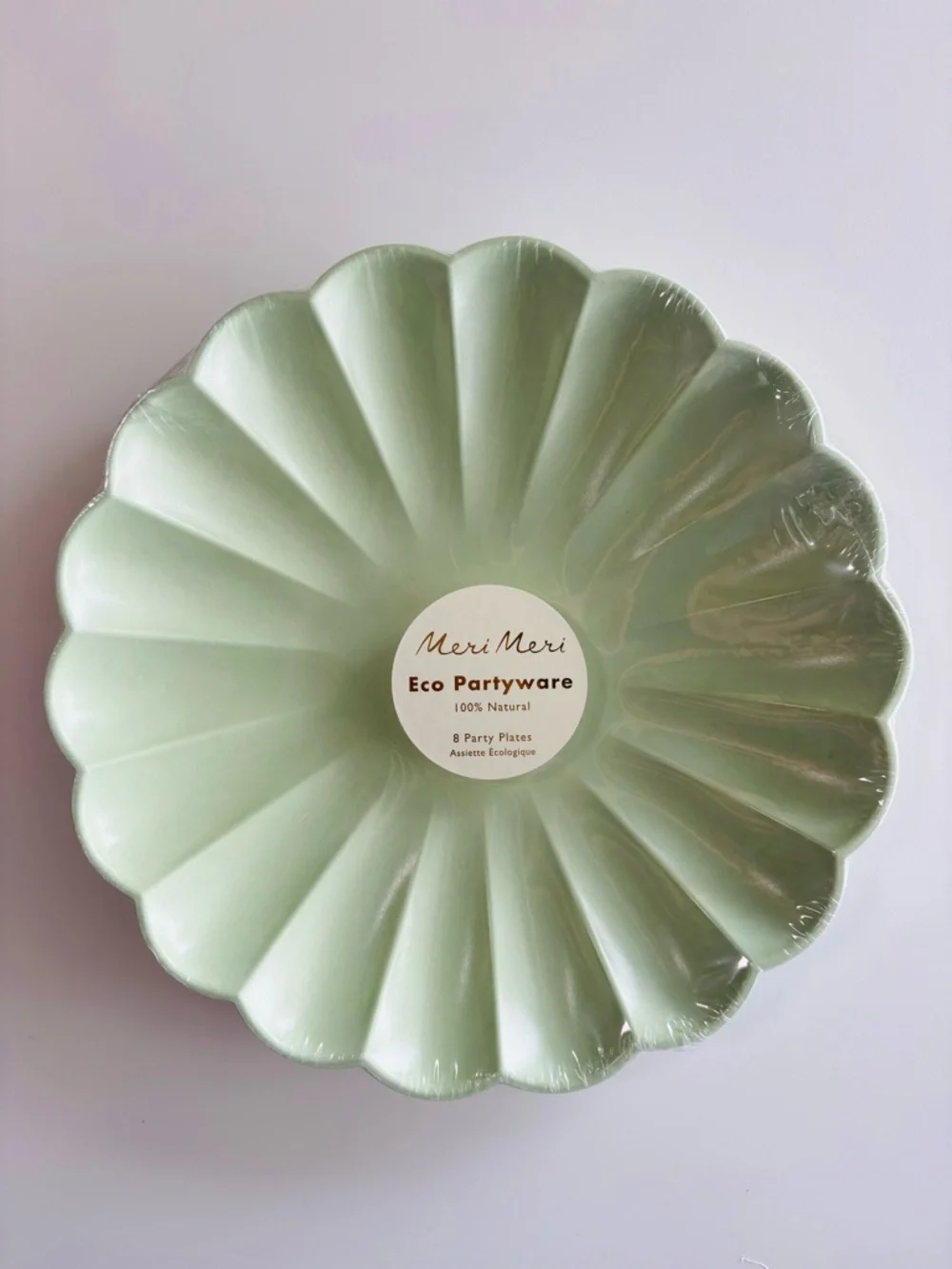 Meri Meri Pack of 8 Soft Lilac and Pack of 8 Mint Large Compostable Plates